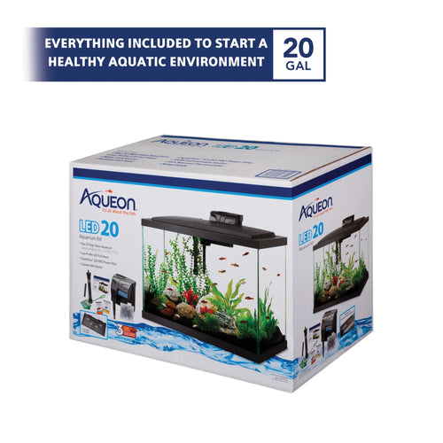 Aquarium Fish Tank Starter Kit with LED Lighting 20 High